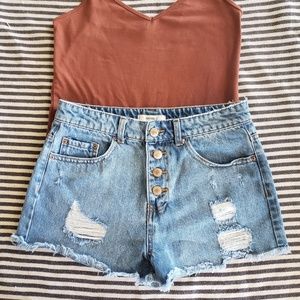 High waisted button up cutoff shorts size 2
